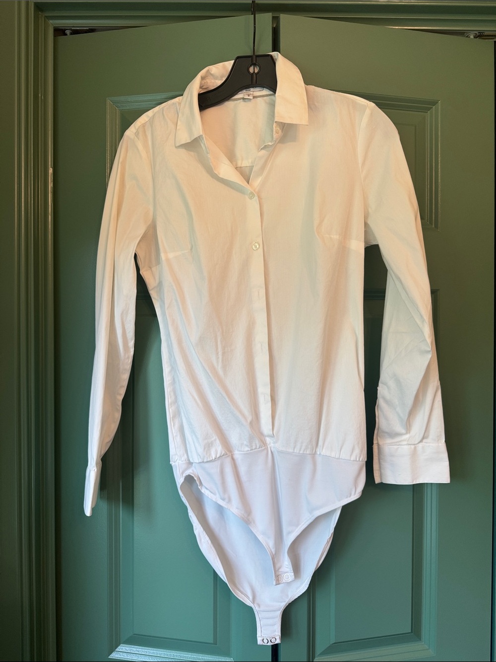 Express White Long-Sleeve Button Bodysuit